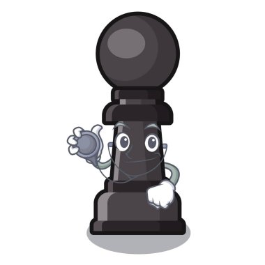 Doktor satranç piyon karikatür ile izole