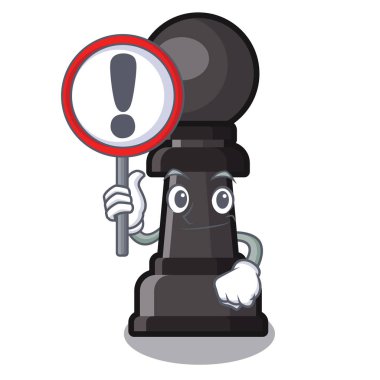 Çizgi film ile izole işareti satranç piyon ile