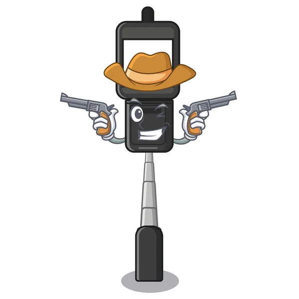 Cowboy mobiltelefonhållare i tecknad form — Stock vektor