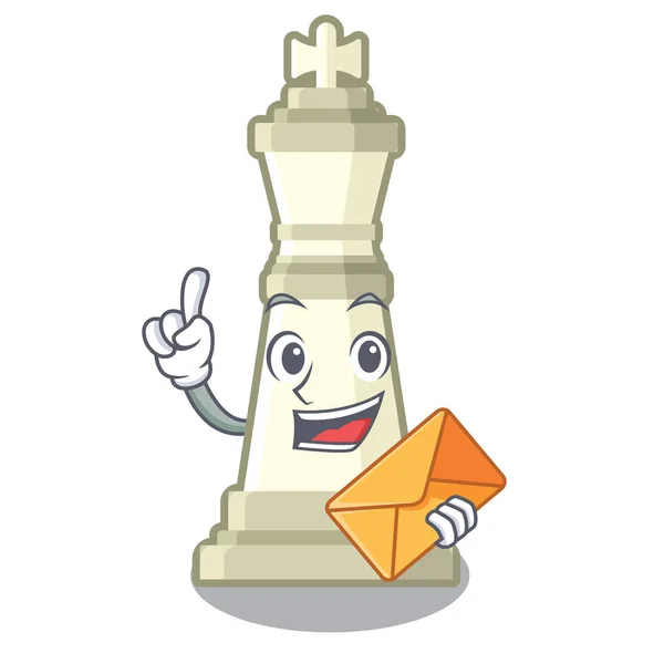 Avec enveloppe roi des échecs sur une mascotte — Image vectorielle