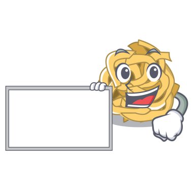 Maskot ile izole kurulu fettucine ile