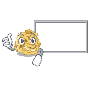 Maskot ile izole kurulu fettucine ile Thumbs kadar