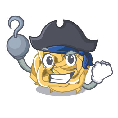 Korsan fettucine maskot ile izole