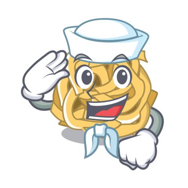 Denizci fettucine maskot ile izole