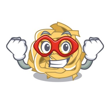 Süper kahraman fettuccine karikatür plaka servis edilir