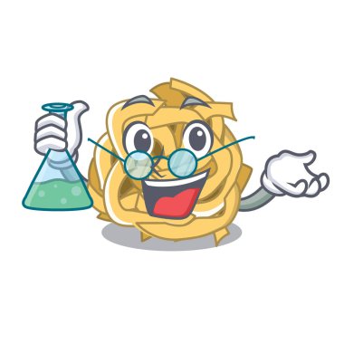 Profesör fettuccine karikatür plaka üzerinde servis edilir