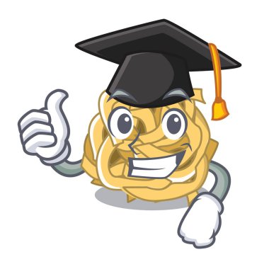 Mezuniyet fettuccine karikatür plaka üzerinde servis edilir