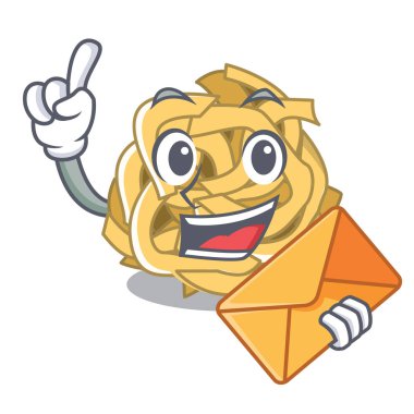 Zarf fettuccine ile karikatür plaka üzerinde servis edilir