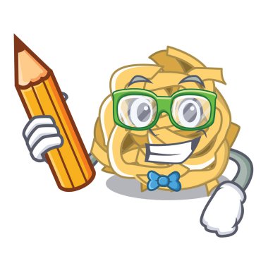 Öğrenci fettuccine karikatür plaka üzerinde servis edilir