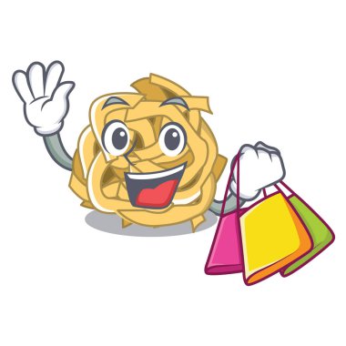 Alışveriş fettuccine karikatür plaka üzerinde servis edilir