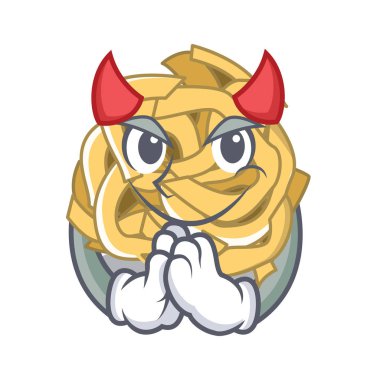 Şeytan fettuccine karakter tavada pişirilir