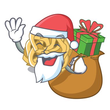 Hediye fettuccine ile Santa karikatür tahtasına konur