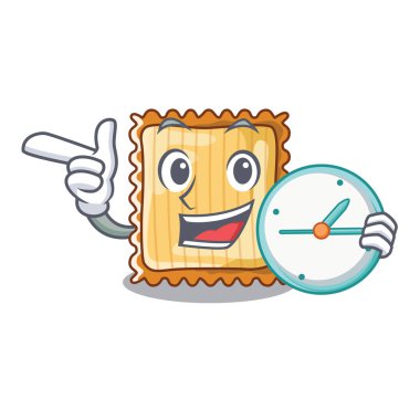 Karikatür ile izole saat lazanya ile