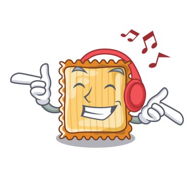 Müzik lazanya dinleyen maskot fırında pişirilir