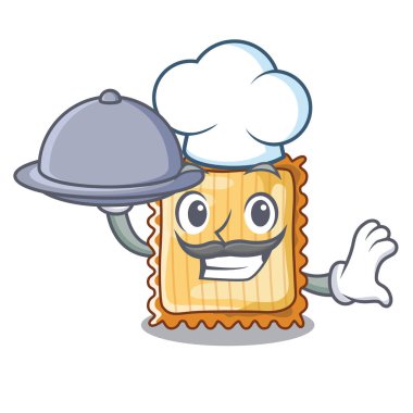 Gıda lazanya ile Şef maskot fırında pişirilir