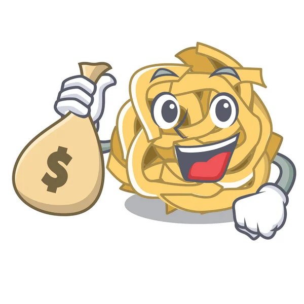 Con bolsa de dinero fettucine aislado con en la mascota — Archivo Imágenes Vectoriales