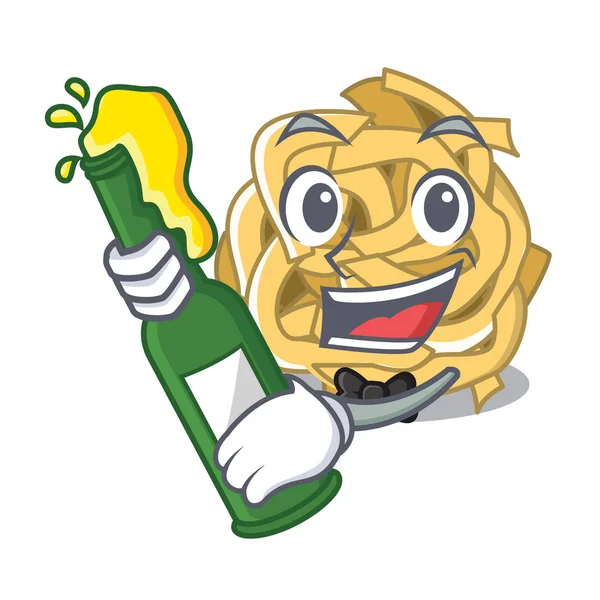 Con la cerveza fettuccine se pone en el tablero de dibujos animados — Vector de stock