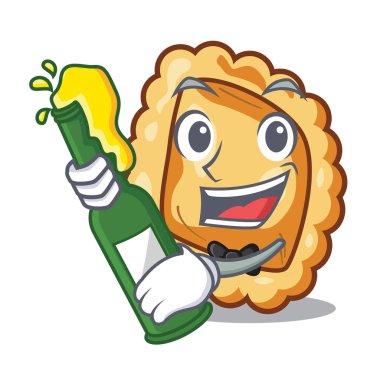 Bir maskot masasında bira ravioli ile