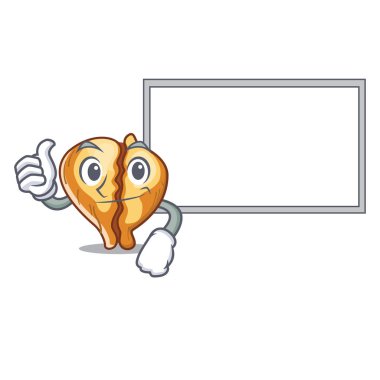 Maskot ile izole kurulu tortellini ile Thumbs kadar