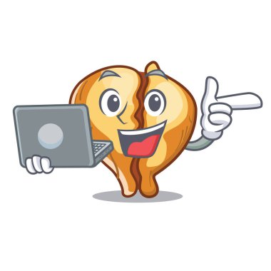 Dizüstü tortellini maskot ile izole ile