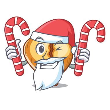 Bir karakter kase şeker tortellini ile Santa