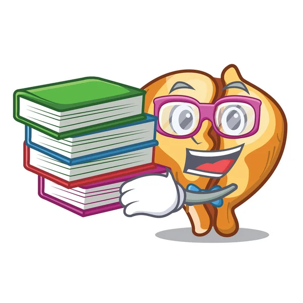 Bir karakter kase kitap tortellini ile Öğrenci — Stok Vektör