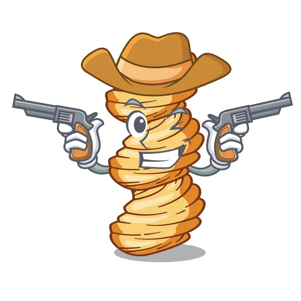 Cowboy cellentani pasta geïsoleerd in de mascotte — Stockvector