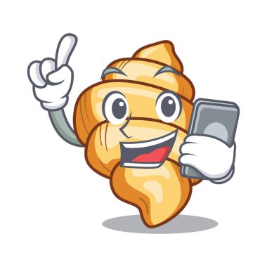 Karakter izole telefon gnocchi makarna ile