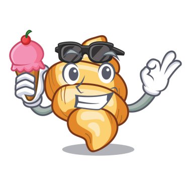 Ahşap karikatür masa üzerinde dondurma gnocchi makarna ile