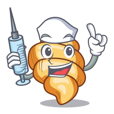 Ahşap karikatür masa üzerinde Hemşire gnocchi makarna