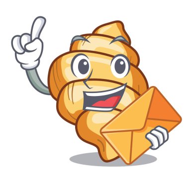 Ahşap karikatür masa üzerinde zarf gnocchi makarna ile