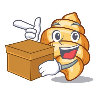 Ahşap karikatür masa üzerinde kutu gnocchi makarna ile