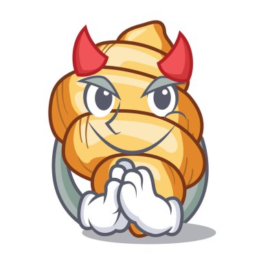 Şeytan makarna gnocchi maskot tavada pişmiş