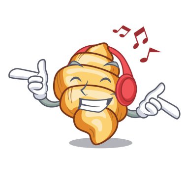 Dinleme müzik makarna gnocchi maskot tavada pişmiş