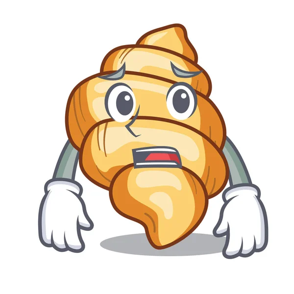 Nhoque de macarrão com medo cozinhado em panela de mascote —  Vetores de Stock
