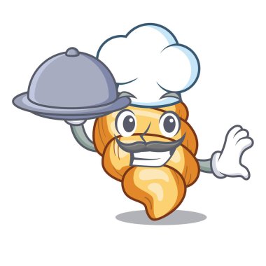 Gıda makarna gnocchi ile Şef maskot tavada pişmiş