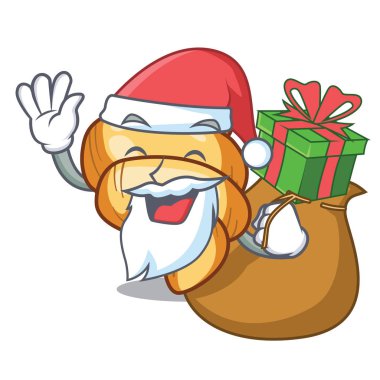 Noel Baba bir karikatür üzerinde hediye makarna gnocchi ile