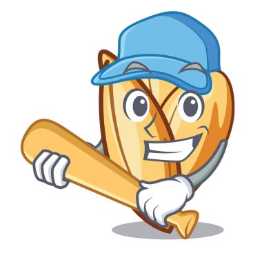 Çizgi film ile izole beyzbol orzo makarna oynamak