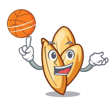 Basketbol orzo makarna karikatür ile izole ile