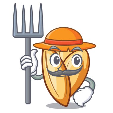 Çiftçi orzo makarna karikatür ile izole