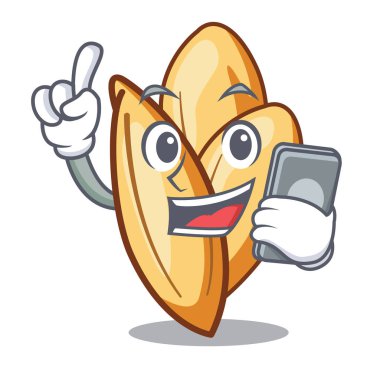 Telefon orzo makarna karikatür ile izole ile