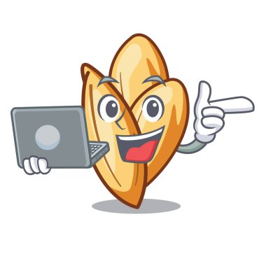 Karikatür ile izole dizüstü orzo makarna ile