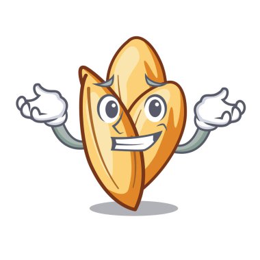 Maskot tabağına yerleştirilen grinning orzo makarna