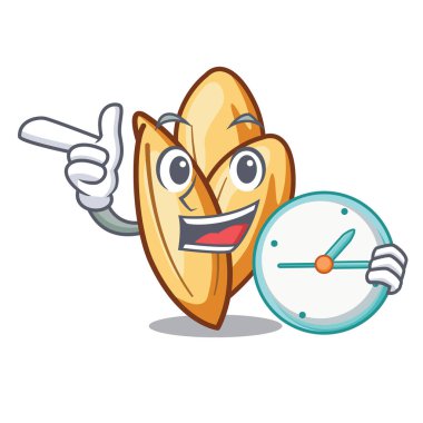 Maskot plakası üzerine yerleştirilen saat orzo makarna ile