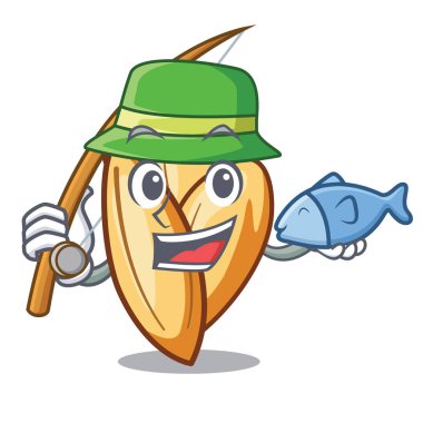 Bir maskot kase balıkçılık orzo yapıştırmak