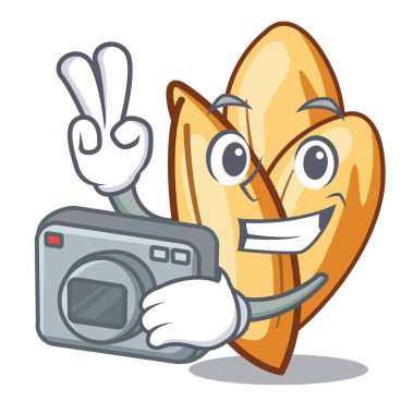 Bir maskot kase fotoğrafçı orzo yapıştırmak