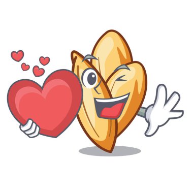 Bir maskot kase kalp orzo yapıştırmak ile