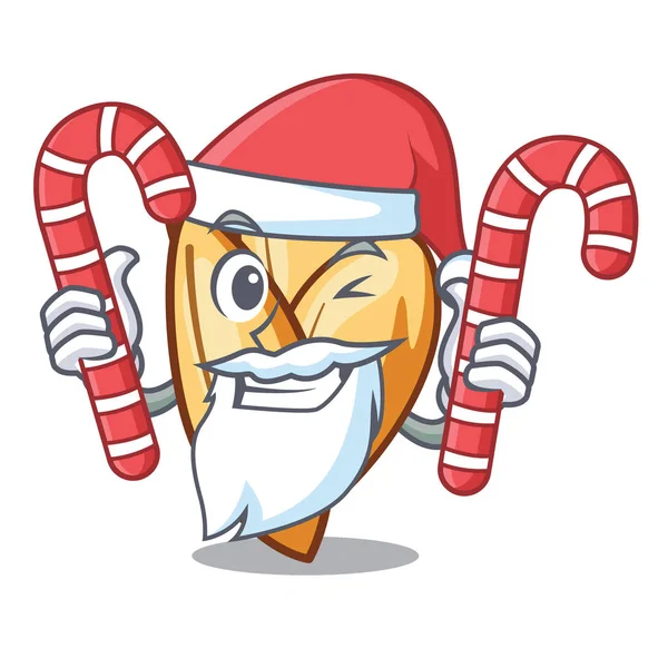 Santa con pasta de orzo de caramelo en la nevera de carácter — Vector de stock