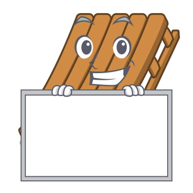 Maskot şeklinde tahta buz kızak ile sırıtarak