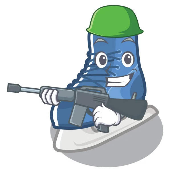 Army ICE Skate geïsoleerd met de mascotte — Stockvector